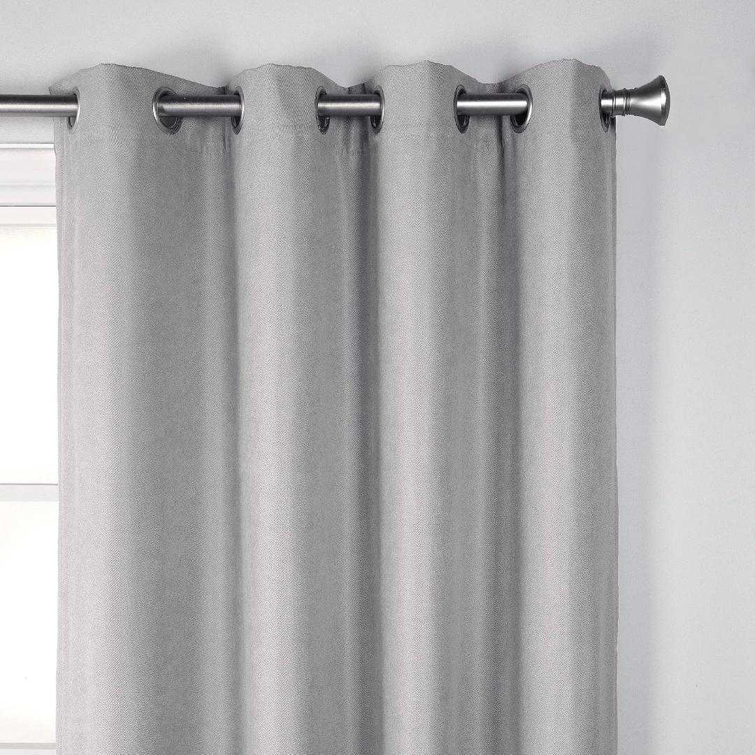 SUN+BLK Nantes Luxury Insulated Total Blackout Grommet Single Curtain Panel, Noise Reducing, Light Blocking, Camel, 52x84 Inch