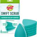 Scotch-Brite Swift Scrub Bath Cleaner Scrubbers, Soap Scum Remover for Cleaning Bathroom, Bathroom Scrubber Pads Safe for Tile, 6 Bathroom Cleaner Scrubbers