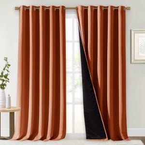 NICETOWN Full Shading Curtains for Windows, Super Heavy-Duty Black Lined Blackout Curtains for Bedroom, Privacy Assured Window Treatment (Burnt Orange, Pack of 2, 70 inches W x 95 inches L)