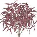 Briful Artificial Eucalyptus Willow Branches 33'' Tall Red Fake Eucalyptus Stems Arrangement, Realistic Faux Greenery Stems, Indoor Plant, Home Housewarming Farmhouse Porch Vase Decor, Set of 6