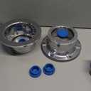 2pcs 343-4009 Aluminum Hub Cap for Trailer Axle, 3434009 6 Holes Hub Caps with Side Pipe Plugs Gaskets and Extra 2pcs Blue Rubber Plugs