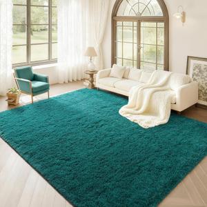 BENRON Fluffy Rugs for Living Room 6x9 Teal Green, Washable Large Area Rugs for Bedroom Dining Table Office Kids Nursery Room, Washable Indoor Floor Carpets