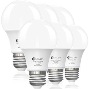 2 x evelor 6-Pack A19 LED Light Bulbs,60 Watt Equivalent Daylight 5000K with E26 Base,Efficient 9W,800 Lumens Non-Dimmable LED Bulbs,15000 Hours, Ideal for Bedroom Living Room