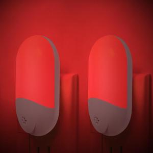 670nm Red Light Night Light for Sleep Therapy[2 Pack] - Zero Blue Light, with Dusk to Dawn Sensor Auto On/Off LED Red Night Light Plug into Wall for Nursery Bedroom Bathroom