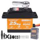 HobbyPark Waterproof Standard 25KG 55g Servo Metal Gear Digital Servo for RC Cars Crawlers Trucks Buggy Airplanes Boats Robotics Project Arduino, Control Angle 180° HV Programmable (Core Motor)