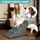 COZY KISS Dog Stairs for High Bed 22.6" H, Small Dog Step for Puppy, Older or Cat, Curved Ramp for Car, Ladder with High Density Foam, Lightweight, Durable, 15.7x33x22.6 inch, 5 Step, Charcoal Grey