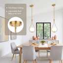 Gold Pendant Lights with Milky White Globe Glass Pendant Lights Kitchen Island Adjustable Mid Century Hanging Pendant Light Fixtures for Kitchen Dining Room Entryway, 1 Pack