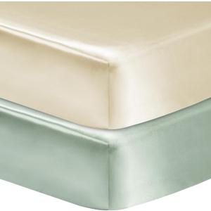 GUNTAIL 2 Pack Satin Soft Crib Sheet for Baby with Sensitive Hair Silky Baby Mattress Sheet Pink and Violet Unisex 52x28in (Satin Brown & Green)