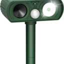 Solar Ultrasonic Animal Repellent Outdoor, Deer Repellent Devices Motion Detection, Waterproof Cat Squirrel Mouse Raccoon Dog Bird Repellent Deterrent with LED Flash Light for Yard Farm Garden