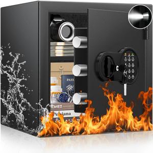 Mitlvge 2.0 Cuft Fireproof Safe Box, 35-Min Fire Resistant Home Safe with Digital Keypad & Spare Keys, Smart Alarm, Silent Mode, Fireproof Waterproof Security Safe with Removable Shelf