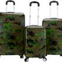 Rockland Safari Hardside Spinner Wheel Luggage, CAMO, 3-Piece Set (20/24/28)
