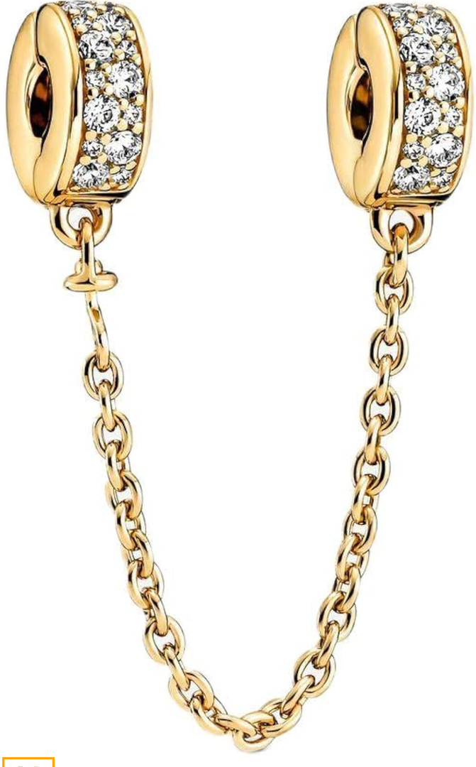 Gold plating Safety Chain Clip Charm 925 Sterling Silver Pendant,Jewelry Bead Gift for Women Bracelet&Necklace