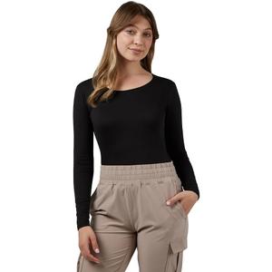 32 Degrees Heat Womens Lightweight Baselayer Scoop Top  Thermal Long Sleeve Shirt for Cold Weather (Large, Black)