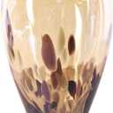 11.8" Tall Amber Gold Glass Vase Beautiful Hand Blown Glass Vase Modern Art Home Decor, Wide Mouth Colorful Vases for Mantle Dining Table Centerpiece, Entryway Living Room Wedding Decoration