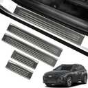 YOJOJOCO Car Door Sill Protectors for Hyundai Tucson 2022 2023 2024 Accessories Automotive Outer Door Entry Guard Cover Trim Black Stainless Steel Carbon Fiber Texture