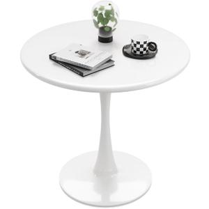 White Round Dining Table for 2 Person, 24 Inch Small Tulip Table with Pedestal for Living Room, Mid Century Modern Kitchen Tables for Office, Bistro, Pub, Bar, Wood Circle Cafe Tables,mesas de comedor