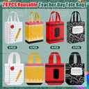 Wesnoy 24 Pcs Teacher Appreciation Gift Tote Bags Bulk Thank You Teachers Treat Goodie Bags with Handles Reusable Non Woven Gifts Wrap for School Office Retirement Graduation Party Supplies