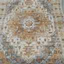 Washable Runner Rug 2x6 Hallway Runner Rug Ultra-Thin Kitchen Rug Non Slip Indoor Floor Foldable Carpet with Low Pile for Entryway Bathroom Laundry Room Living Room(Turmeric/Grey,2'x6')