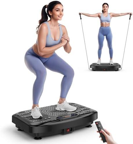 Vibration Plate Exercise Machine Weight Loss, Full Body Workout Vibration Plate Lymphatic Drainage, 199 Adjustable Speeds Power Shaping Vibrating Plate 450 Lbs Capacity Fitness Platform