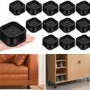 shouwuhho 12 Pack Furniture Risers Adjustable Bed Risers Heavy Duty Lifts Height 1", Square Stackable Bed Risers 1, 2 or 3 Inch for Desk Leg Table Couch Sofa Chair Bed Frame Legs Dorm, Black