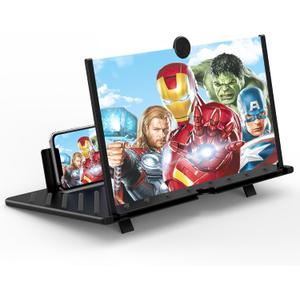 20" Screen Magnifier for Smartphone, 3D HD Mobile Phone Magnifying Projector Screen Enlarger Expanders for Videos and Gaming Foldable Phone Holder with Screen Amplifier, Gifts for Mom, Dad & Family (Black)