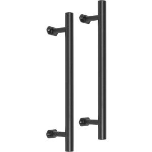16'' Black Iron Barn Door Handles 2 Pack, Metal Gate Handles for Outdoor Wooden Fences, Garage Shed Door Handles, Interior Furniture Closet Drawer Door Pulls