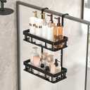 Over Door Shower Caddy, Black Rustproof Bathroom Organizer, 2-Tier Storage Rack, 11.81x5.31 Inch Shelves, No Drilling Required