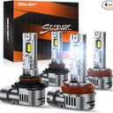 SEALIGHT 𝐇𝟏𝟏/𝐇𝟗/𝐇𝟖 and 𝟗𝟎𝟎𝟓/𝐇𝐁𝟑 Fog Lights Combo, 100,000LM Wider Driving Vision, 9005 H11 Fog Lights with Cooling Fans, Plug and Play, Pack of 4, 9005 H11