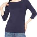 Amazon Essentials Women's Slim-Fit 3/4 Sleeve Boat Neck Cotton Modal Micro Rib T-Shirt