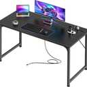 PRAISUN 47 X 20 Inch Office Computer Desk with Power Outlets and USB-C Port, Larger Gaming Desk, for Home Office, Study, Bedroom, Writing Work from Home Table, Metal Frame, Black, 48inch