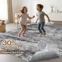 LOONGRUG 6x8 Area Rug Washable Neutral Modern Living Room Rug Black Gray