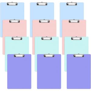 12 Pack Clipboards with Pen Holder 8.5x12.4 Multicolor Clip Board Plastic Standard A4 Letter Size Hanging Clipboards for Classroom, Students, Kid, Woman, Office & School Supply, 4 Color