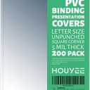 HOUYEE 200 Pack 5 Mil PVC Binding Presentation Covers, Clear Report Covers,8.5x11 Inches,Letter Size