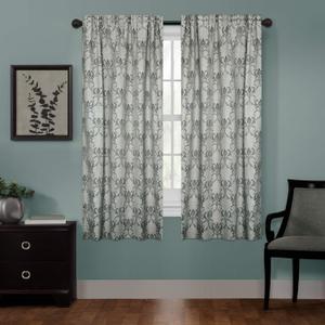 Zenna Home Smart Curtains 100% Blackout Window Curtain, Damask Ultimate Light Blocker (1 Panel), 40 Inches x 63 Inches, Charcoal
 Curtains Ultimate Light Blocker Linen Damask Rod Pocket 40x63in