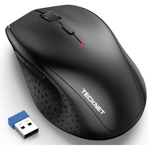 TECKNET Wireless Mouse, 2.4G Computer Mouse with 6-Level Adjustable 4800 DPI, 30 Months Battery, Ergonomic Grips, 6 Buttons Portable for PC, Chromebook, Mac - Carbon Black