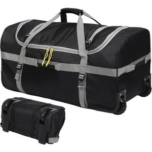 REDCAMP Rolling Duffle Bag with Wheels, 120L Luggage Foldable Duffle Bags with Rollers 30 inch, Black