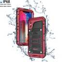 seacosmo Waterproof Case for Phone X Built in a Screen Protector, 360 Full Body Protective Cover, Military Grade Rugged Heavy Duty Shell, Shockproof Drop Resistant Defender, Red