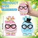 Pinkunn 2 Pcs Easter Egg Table Wooden Signs Egg Couple Easter Table Centerpiece Decorations Color Eggs with Glasses Necklace Bow for Spring Party Kitchen Office Dining Room Home Decor