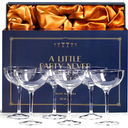 Vintage Crystal Champagne Coupe Glasses | Set of 6 | 4-5 oz Classic Cocktail Glassware - Martini, Manhattan, Cosmopolitan, Sidecar, Daiquiri | 1920s Speakeasy Retro Style Saucers | Storage Box