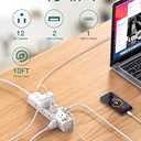 Surge Protector Power Strip - 10 FT Extension Cord, Power Strip with 12 Widely AC Outlet 3 USB, Flat Plug, Wall Mount Overload Protection, 1050J, Desk Charging Station for Home Office, ETL Listed (White)