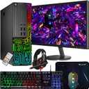 Dell OptiPlex Desktop RGB Computer PC, Intel Core i7 Processor, 16GB RAM, 512GB SSD, 24 Inch HDMI Monitor, RGB Keyboard Mouse and Headset, WiFi, Windows 11 Pro 
