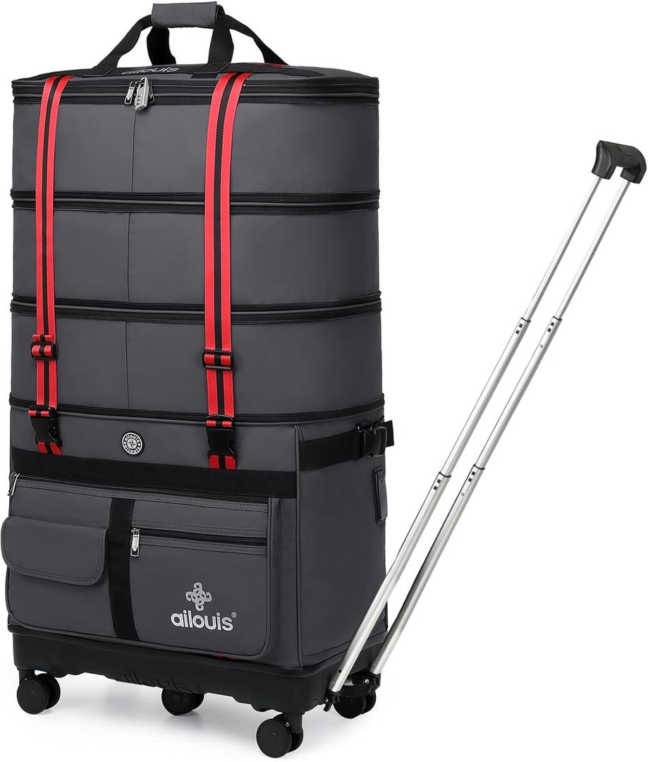 Expandable Foldable Luggage Bag with Telescoping Handle Collapsible Suitcase with Removable Universal Wheels Rolling Travel Bag for Men Women, DARK GRAY, Large, Foldable Suitcase Expandable Foldable Luggage Bag with Telescoping Handle Collapsible Suitcase with Removable Universal Wheels Rolling Travel Bag for Men Women, DARK GRAY, Large, Foldable Suitcase