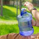 New Wave Enviro Iconic 1 Gallon Round BPA Free Water Bottle with Stainless Steel Cap and Integrated Handle, Ideal for Gym and Outdoor Life, Blue