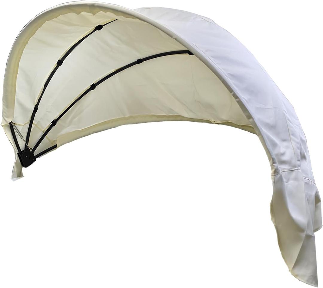 84" Round Daybed Canopy Replacement Fabric, Patio Rattan Wicker Sunbed Top Canopies Cloth Easy InstallationNo Frame (Off-White, 84canopy)