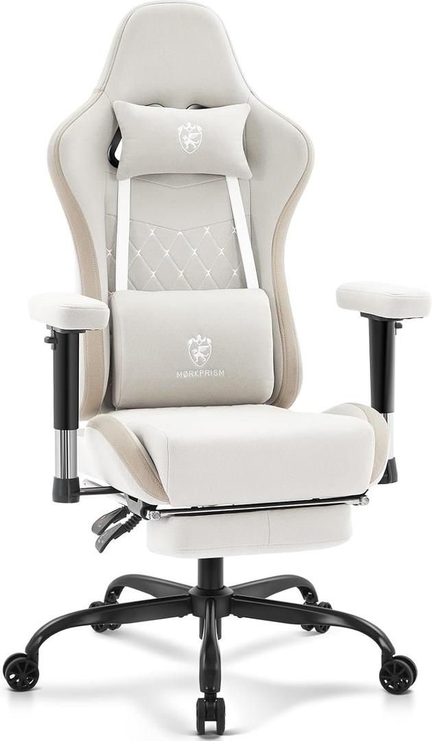 Gaming Chair,Computer Office Chair with Massage,Gel Pad,Beige, 27.5 x 27.5 x 49.2 inches