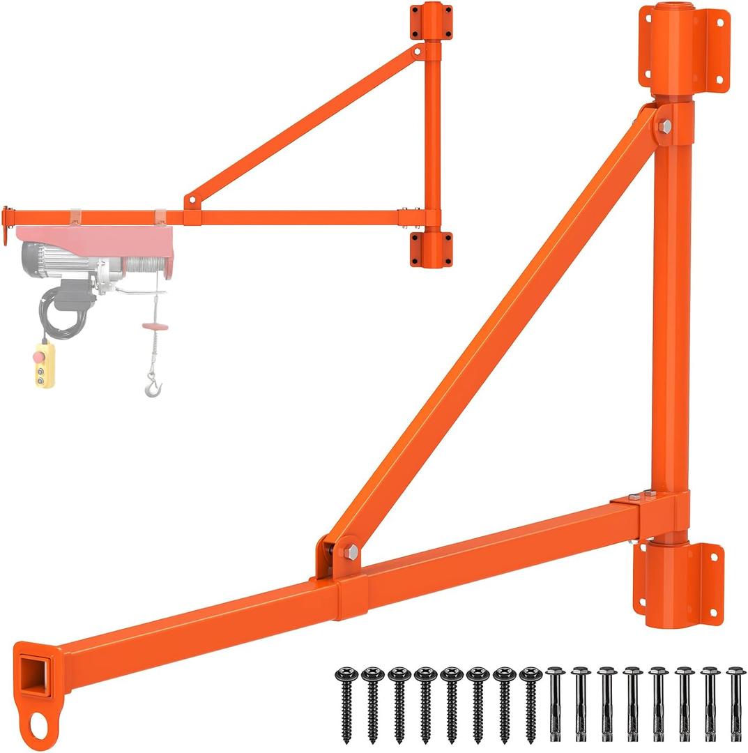 Insaga Wall Mount Jib Crane 882 lbs Swing Arm Hoist Holder Sealed Bearing, 48.5'' Fixed – Heavy-Duty Base