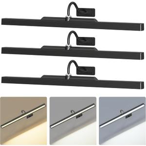 24Inch Picture Lights Battery Powered 6000mAh -3 Pack Black Wireless Remote Control Sconces for Gallery, Living Room, Museum & Large Wall Art