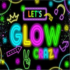 Neon Glow Party Decorations Supplies Backdrop 10x10ft Glow in The Dark Lets Glow Banner Photography Background Birthday Sleppover Graffiti Splash Paint Black Light Kids Photo Booth