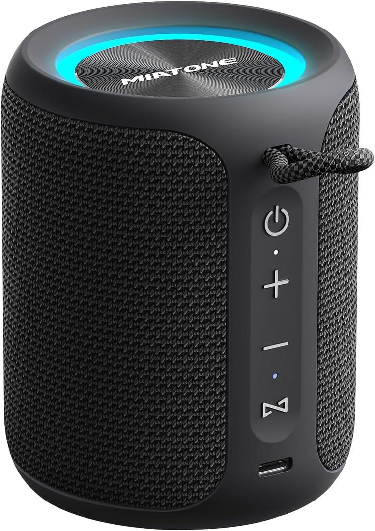 MIATONE QBOX - 16W Bluetooth Speaker IP67 Waterproof Speaker with Deep Bass, Portable Speakers for Beach Camping Accessories, Gifts for Men Fathers Him (Black)