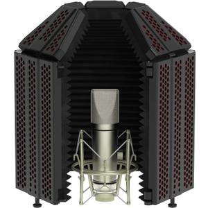 XTUGA Recording Microphone Isolation Shield, High Density Absorbent Foam 5 Panels to Filter Vocal,Top Enclosed Foldable Soundproof Cover for Condenser Studio Equipment MIS02